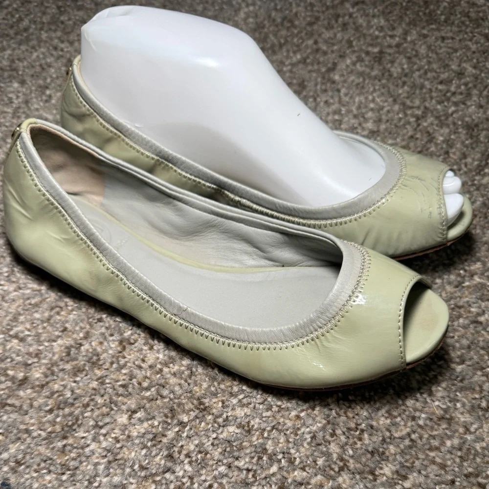 Tory Burch Mint Julip Cream Ballet Open Toe  Flats- Size 6.5